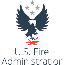 Logo of blue eagle above red nest with U S Fire Administration in blue lettering below