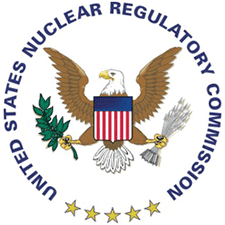U S Nuclear Regulatory Commission round logo with blue lettering and eagle graphic in center