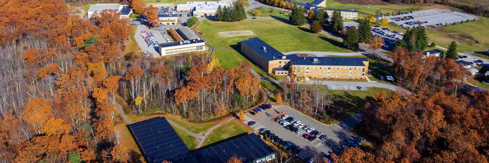 ariel view of Anna Maria College campus